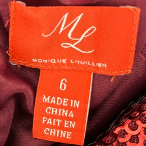 Monique Lhuillier NWT Long Sleeve Red Open Back Sequin Cocktail Mini Dress 6 - Picture 14 of 16